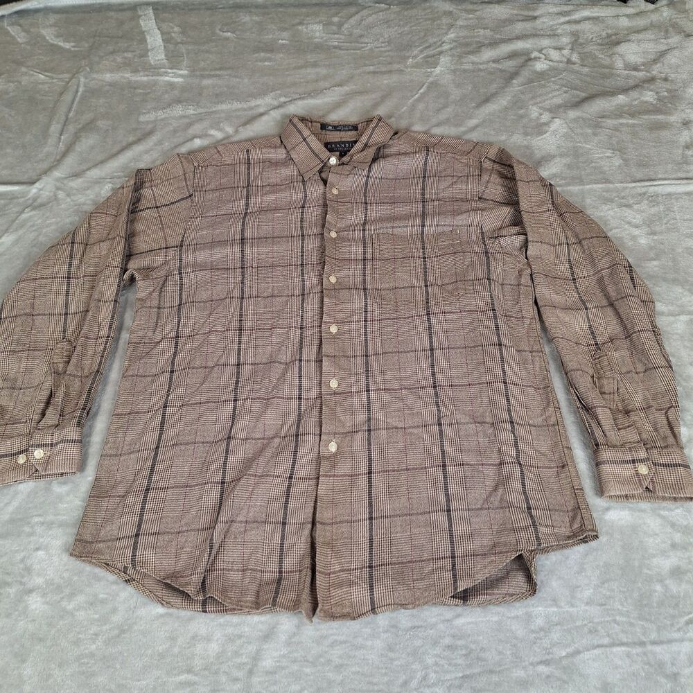 Brandini Le Collezioni Brown Plaid Button Up Shirt Men's Size Large